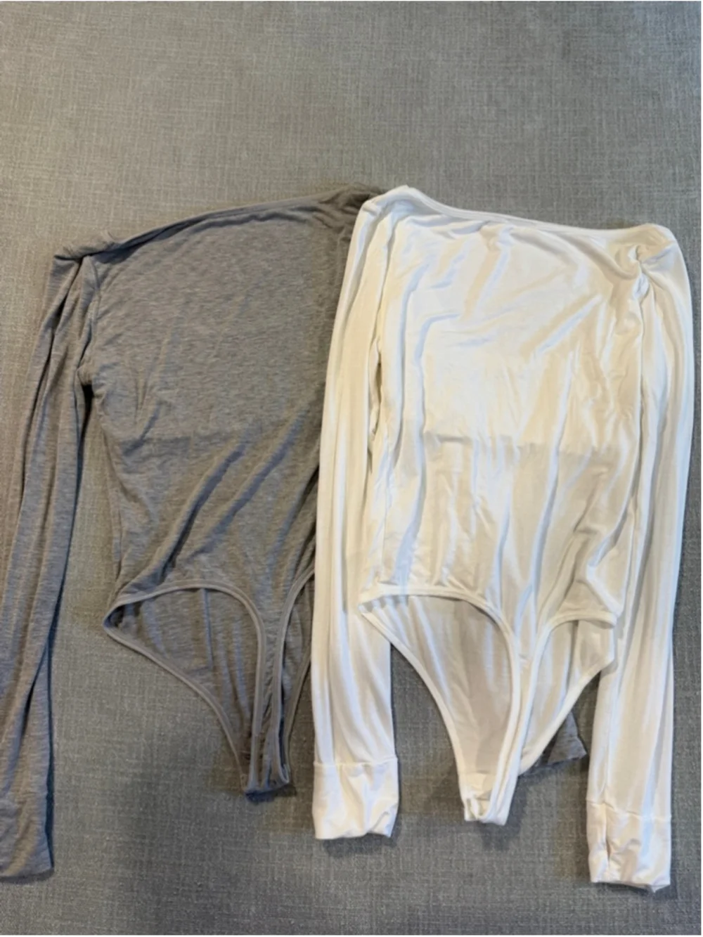 Free people intimately white and gray scoop neck thong bodysuit  Women’s large